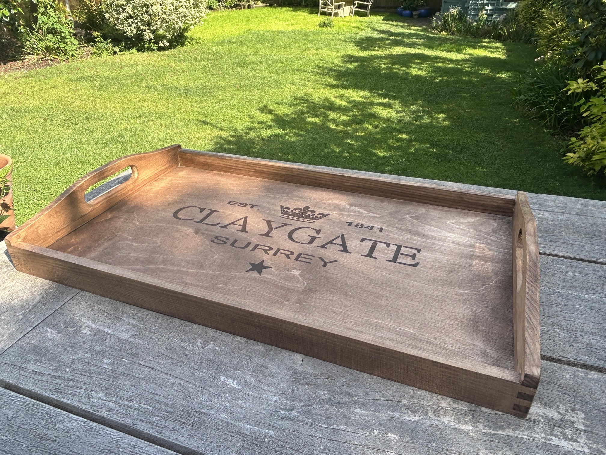 Hand-crafted wooden Claygate tray