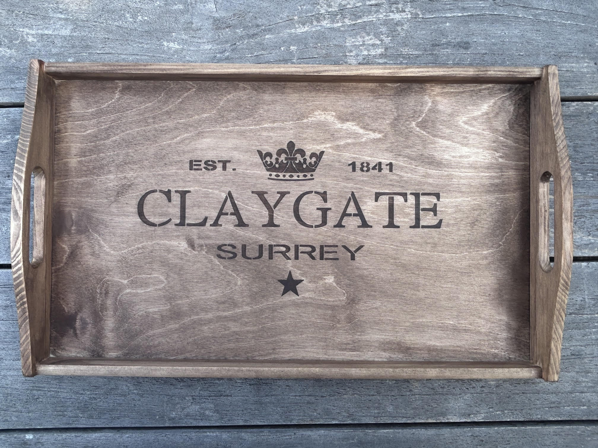 Hand-crafted wooden Claygate tray